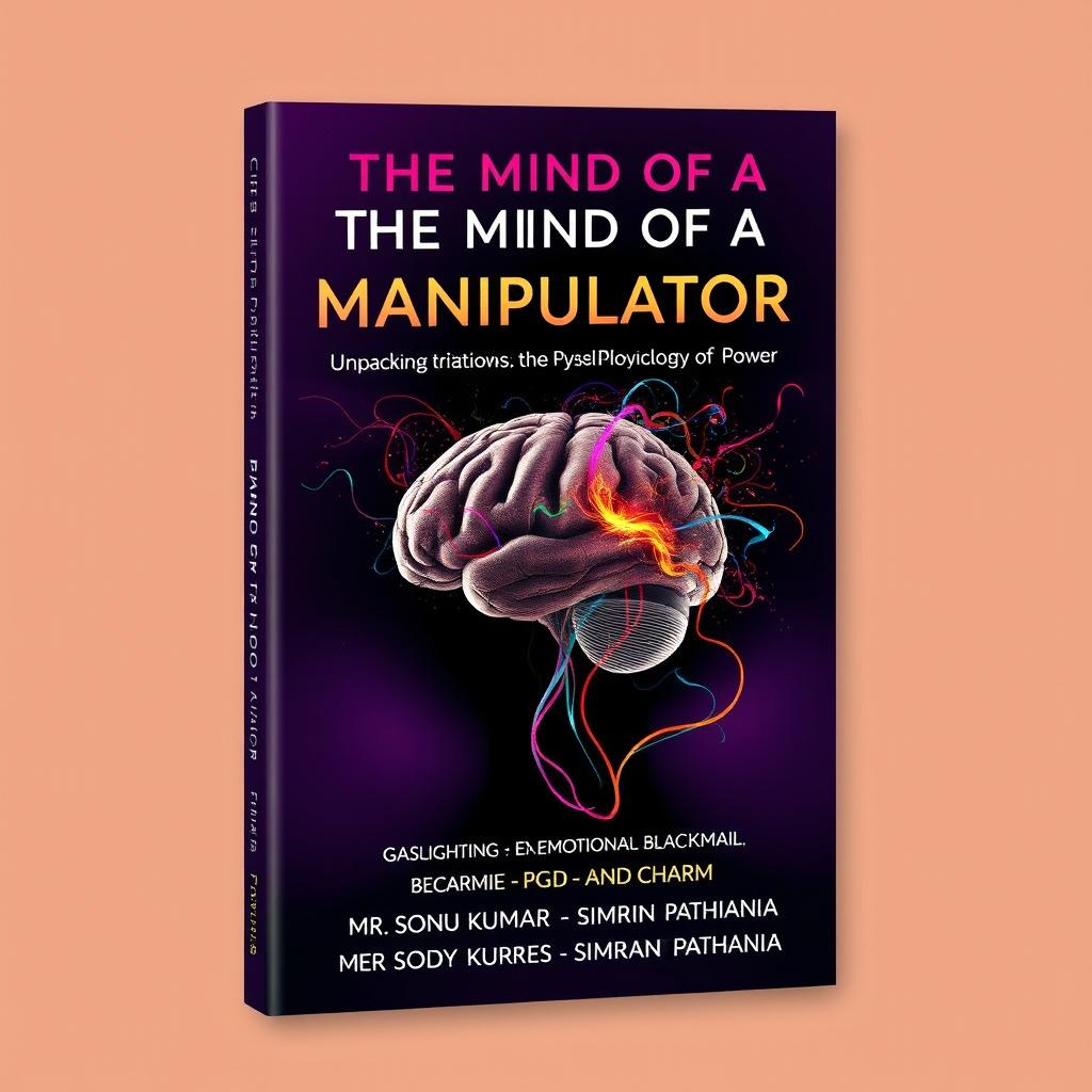 A visually captivating book cover design for 'The Mind of a Manipulator: Unpacking the Psychology of Power' by Mr