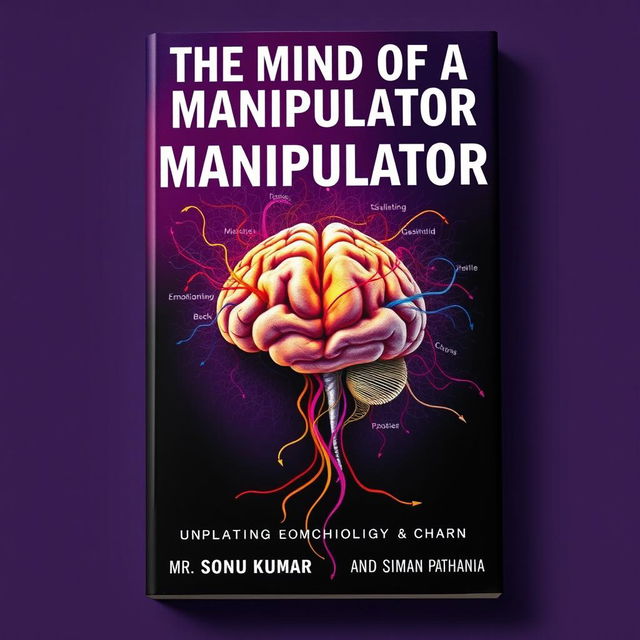 A visually captivating book cover design for 'The Mind of a Manipulator: Unpacking the Psychology of Power' by Mr