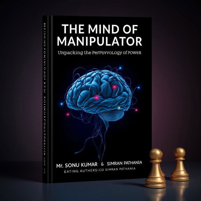 A thought-provoking book cover design for 'The Mind of a Manipulator: Unpacking the Psychology of Power' by Mr