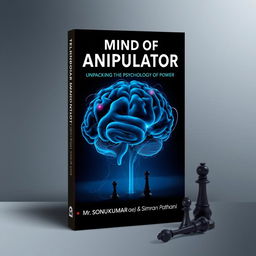 A thought-provoking book cover design for 'The Mind of a Manipulator: Unpacking the Psychology of Power' by Mr