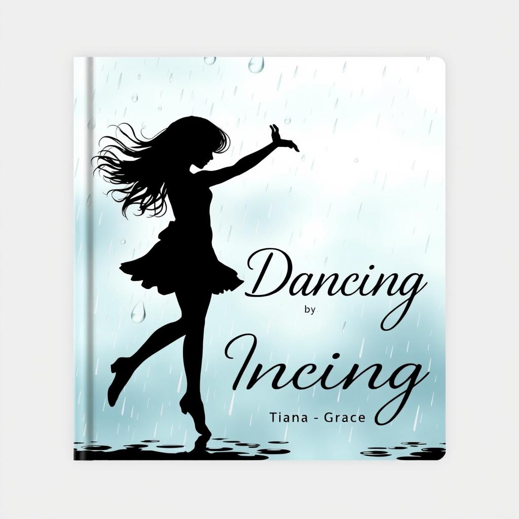 A captivating book cover design featuring the silhouette of a teenage girl gracefully dancing in the rain