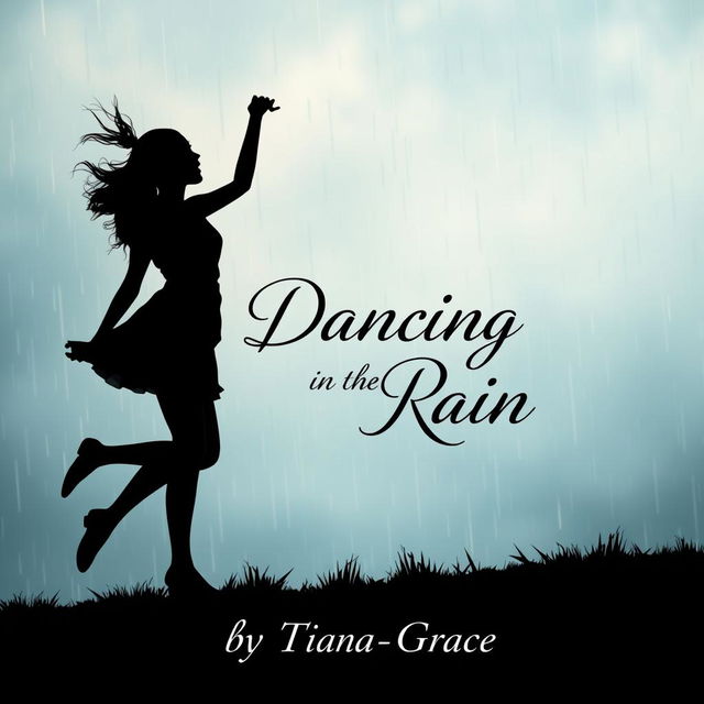 An evocative book cover design featuring the silhouettes of two teenage girls joyfully dancing in the rain