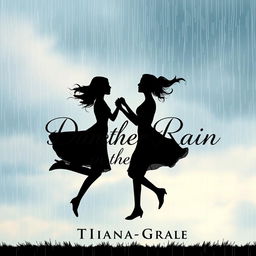 An evocative book cover design featuring the silhouettes of two teenage girls joyfully dancing in the rain