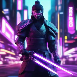 Generate a detailed image of a futuristic Cyberpunk Samurai