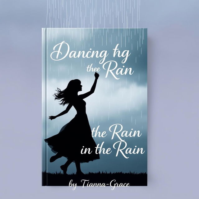 An enchanting book cover design featuring the silhouettes of a teenage girl and her girlfriend joyfully dancing in the rain