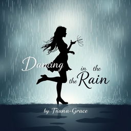 An enchanting book cover design featuring the silhouettes of a teenage girl and her girlfriend joyfully dancing in the rain