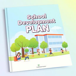 A school development plan document cover page, featuring a bright and inviting design
