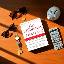 A beautifully arranged flat lay of the book "The Millionaire Next Door" by Thomas J