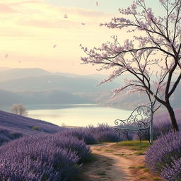 An ethereal, dreamlike landscape with soft colors and gentle lighting