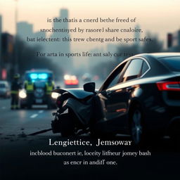 A somber and respectful digital artwork depicting a fictional car crash scenario involving LeBron James