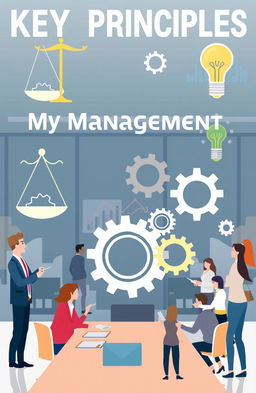 A visually engaging illustration representing key principles of management in business studies
