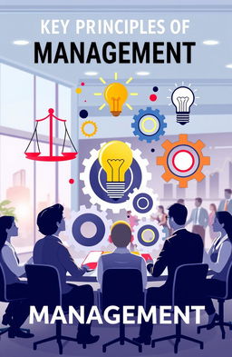 A visually engaging illustration representing key principles of management in business studies