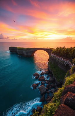 A breathtaking view of Ram Setu, also known as Adam's Bridge, showcasing the stunning tropical landscape