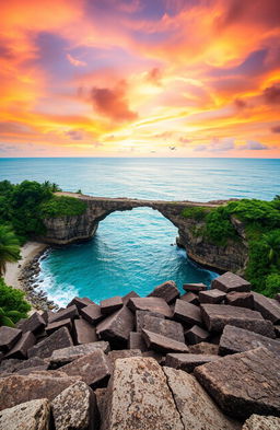 A breathtaking view of Ram Setu, also known as Adam's Bridge, showcasing the stunning tropical landscape