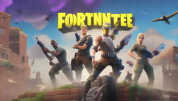 Generate a high-intensity, ultra HD Fortnite themed YouTube thumbnail, featuring an exhilarating battle at Tilted Towers.