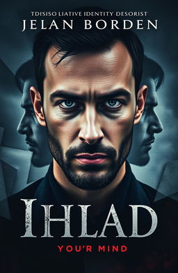 A gripping novel cover featuring a man named Ihab, who is visually portrayed with distinct features representing his dissociative identity disorder