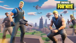 Generate a high-intensity, ultra HD Fortnite themed YouTube thumbnail, featuring an exhilarating battle at Tilted Towers.