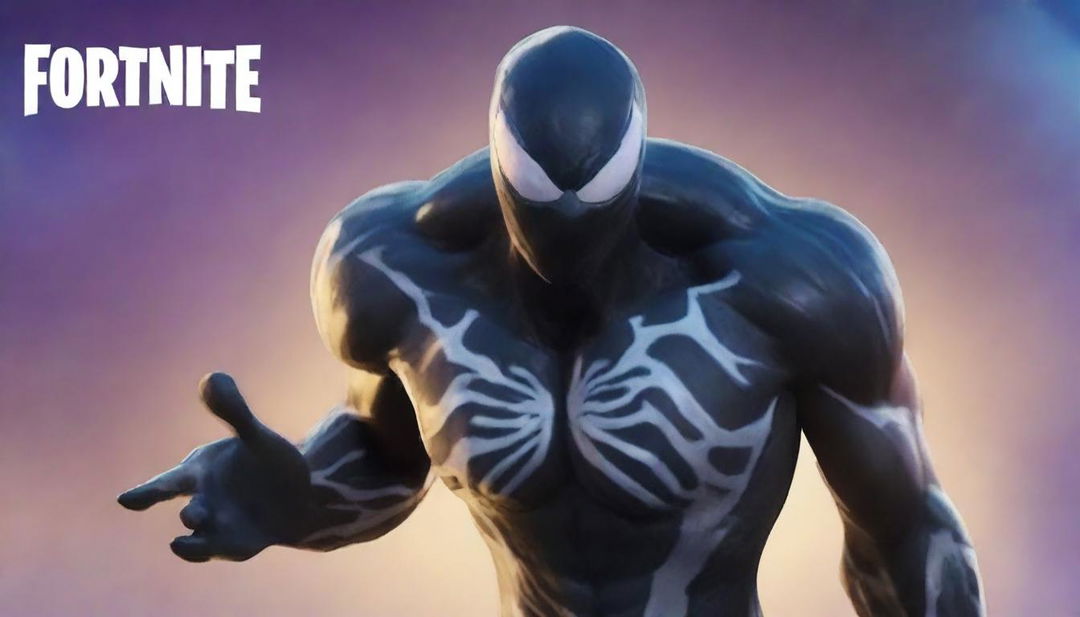 Create a cinematic, ultra-HD, intense close-up of Venom in a Fortnite themed YouTube thumbnail, highlighting dramatic details