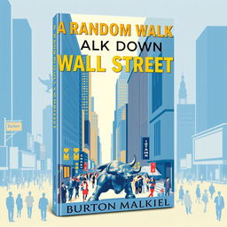 A visually engaging book cover design for 'A Random Walk Down Wall Street' by Burton Malkiel