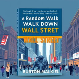 A visually engaging book cover design for 'A Random Walk Down Wall Street' by Burton Malkiel
