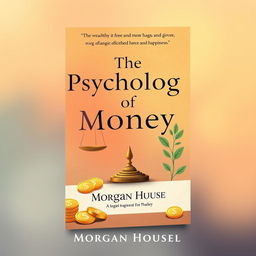 A beautifully illustrated book cover design for 'The Psychology of Money' by Morgan Housel, featuring engaging imagery that visually represents the themes of wealth, greed, and happiness