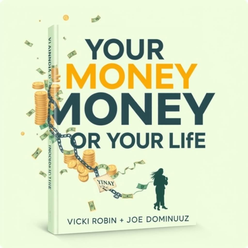 Create a visually striking and engaging book cover design for the financial self-help book titled 'Your Money or Your Life' by Vicki Robin and Joe Dominguez