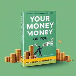 Create a visually striking and engaging book cover design for the financial self-help book titled 'Your Money or Your Life' by Vicki Robin and Joe Dominguez