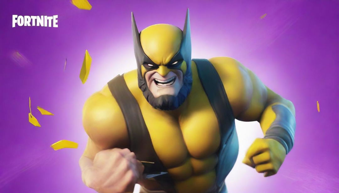 Create an ultra-HD, clickable Fortnite-themed YouTube thumbnail, featuring a dynamic close-up of Wolverine amid vibrant, colourful splashes