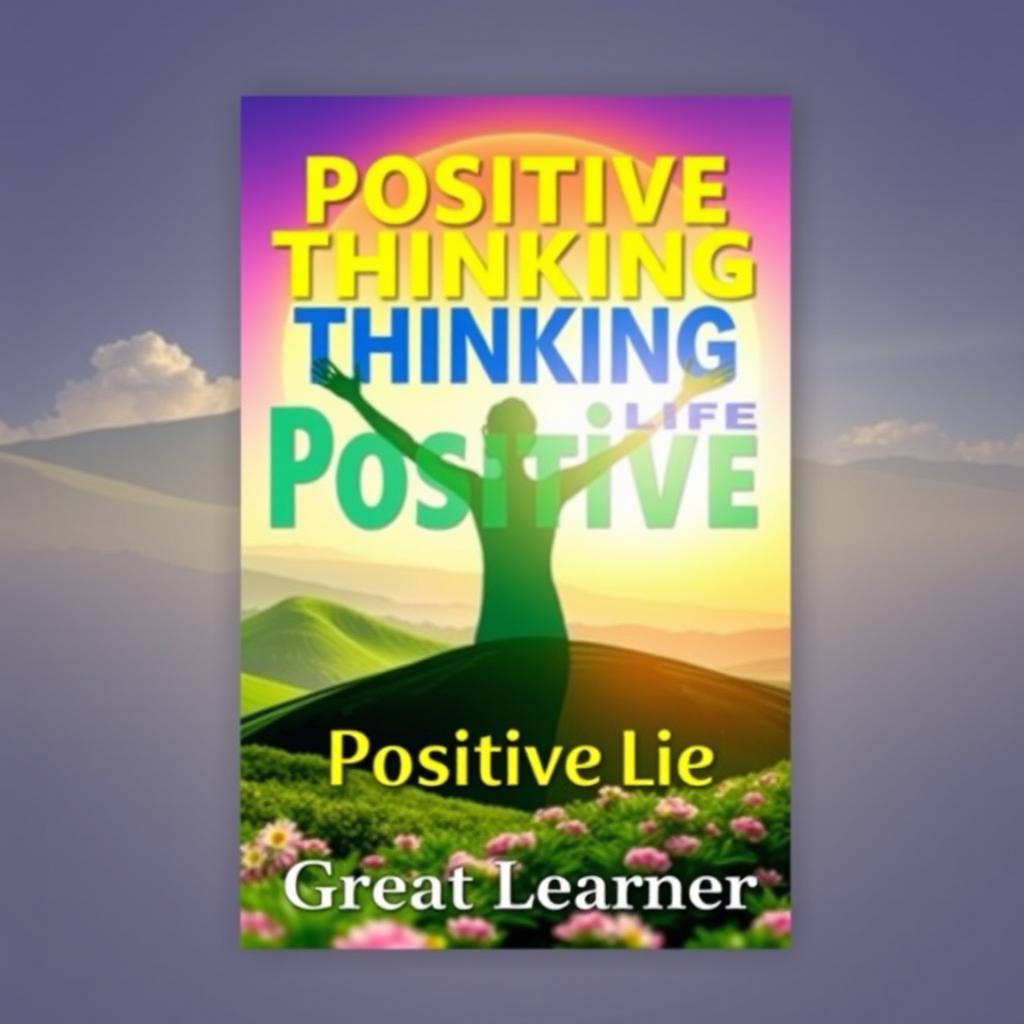 A vibrant book cover design for the title "Positive Thinking, Positive Life" by Great Learner