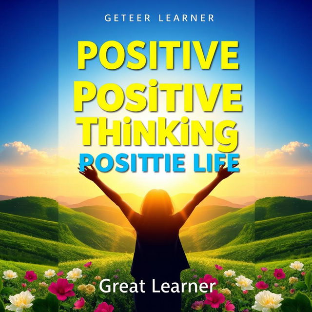 A vibrant book cover design for the title "Positive Thinking, Positive Life" by Great Learner