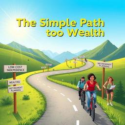 A visually engaging graphic illustrating the concept of financial independence and wealth building, inspired by the themes from 'The Simple Path to Wealth' by J