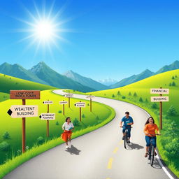 A visually engaging graphic illustrating the concept of financial independence and wealth building, inspired by the themes from 'The Simple Path to Wealth' by J