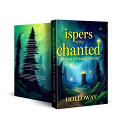 Create a captivating book cover design that stands out and catches attention, featuring a vibrant and intriguing illustration of a surreal landscape with a mystical forest, towering trees, and glowing magical orbs