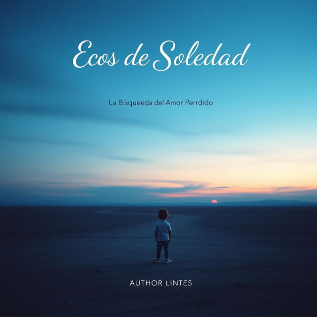 Design a poignant book cover for 'Ecos de Soledad: La Búsqueda del Amor Perdido', capturing the essence of a lonely child's life