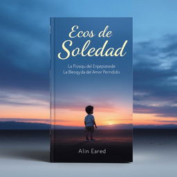Design a poignant book cover for 'Ecos de Soledad: La Búsqueda del Amor Perdido', capturing the essence of a lonely child's life