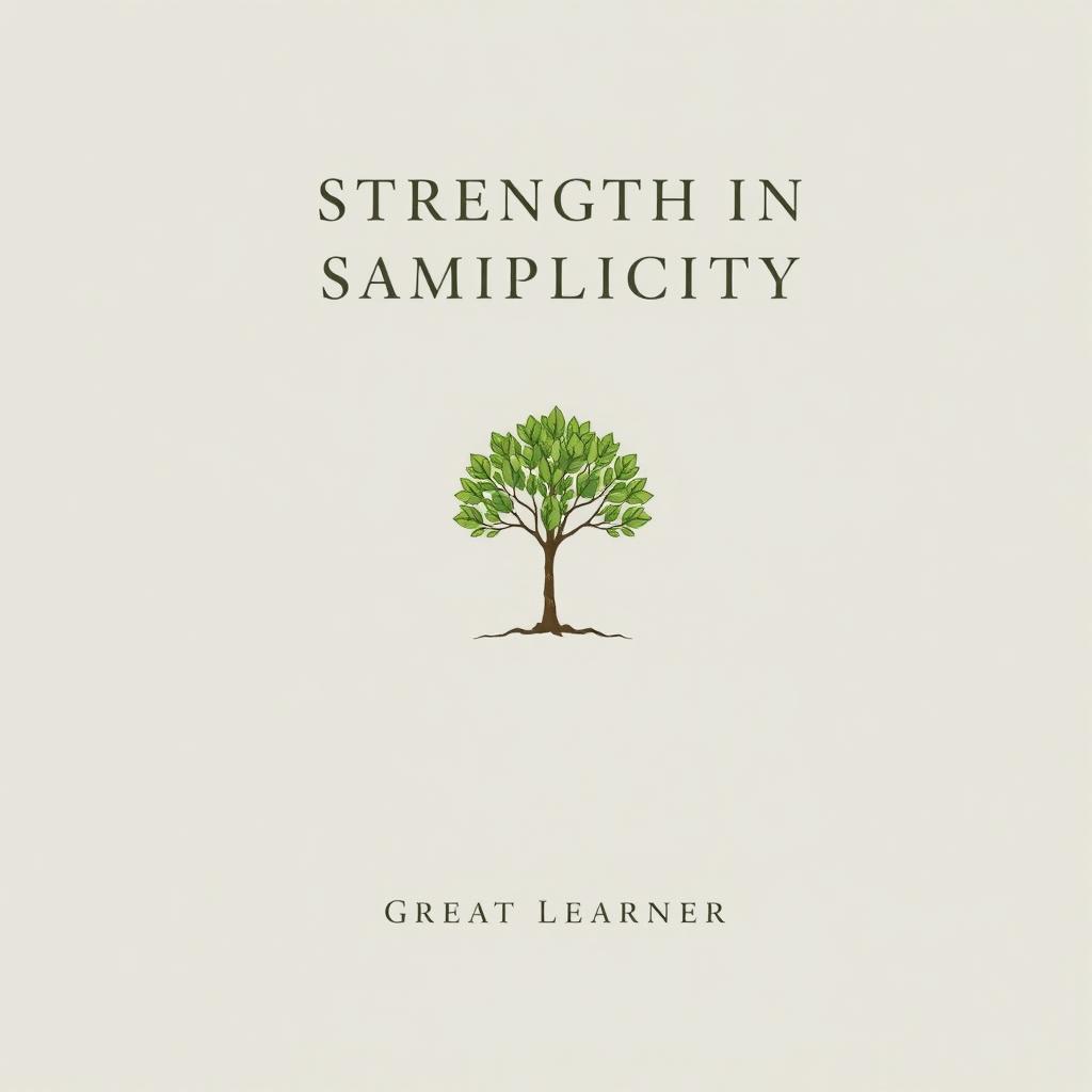 A refined and elegant book cover design for the title "Strength in Simplicity" by Great Learner