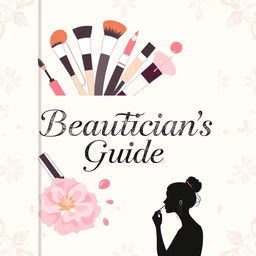 A book cover design for a beautician's guide, featuring an elegant layout with a soft pastel color scheme