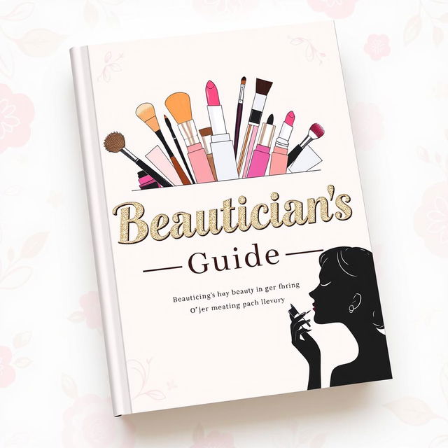 A book cover design for a beautician's guide, featuring an elegant layout with a soft pastel color scheme