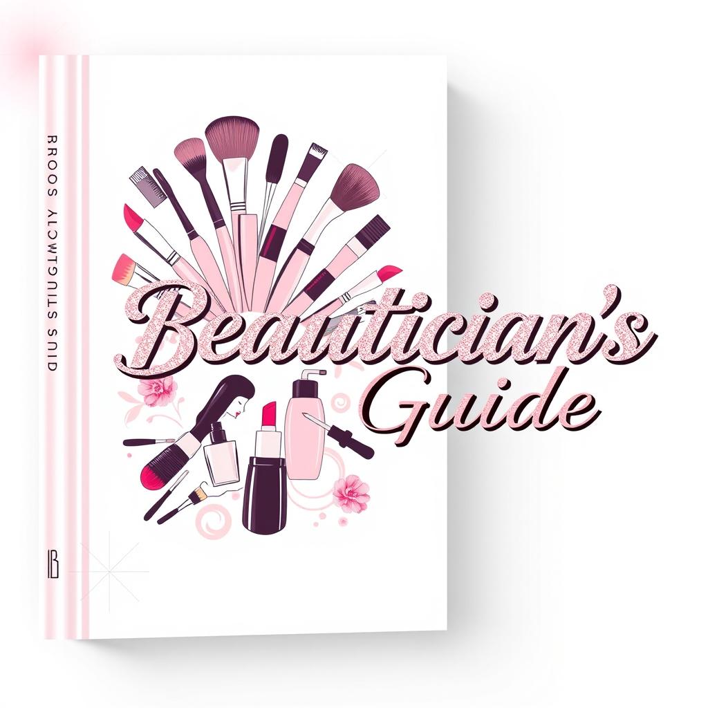 A book cover design for a beautician's guide, featuring an elegant layout with a soft pastel color scheme