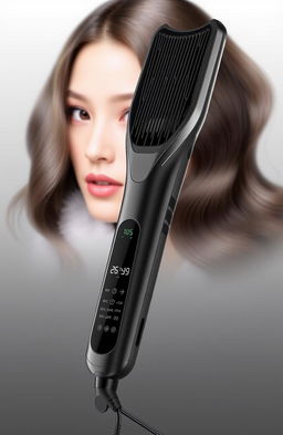 A modern, ergonomically designed hairstyler with a sleek, futuristic look