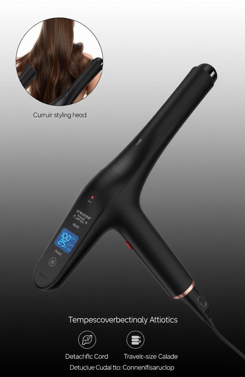 A modern, ergonomically designed hairstyler with a sleek, futuristic look
