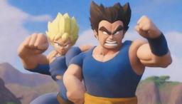 Design a 32k ultra-HD, Fortnite-themed YouTube thumbnail, highlighting a dynamic close-up of Wolverine and Goku.