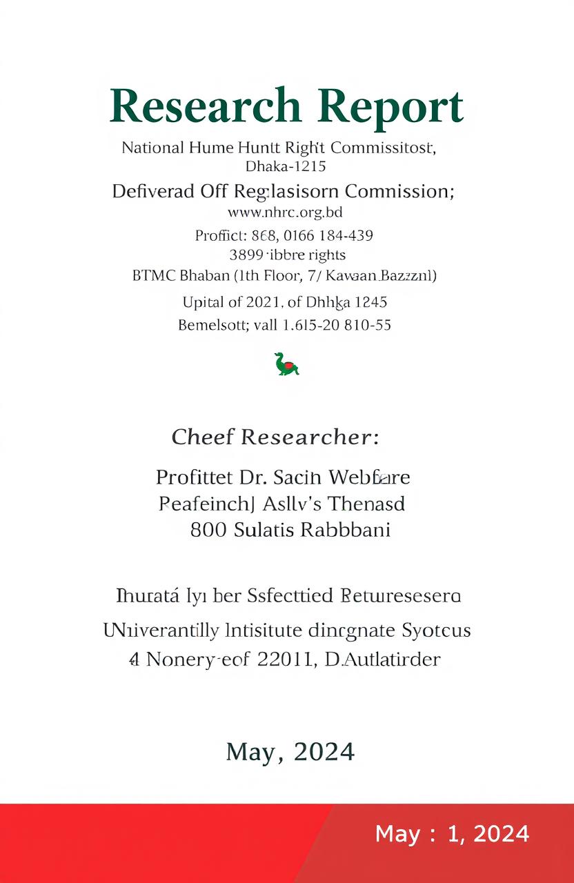 A detailed academic research report cover page, featuring the title 'Research Report' prominently at the top