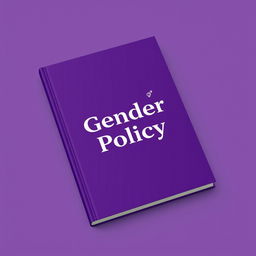 A mock-up of a gender policy book cover featuring a deep and rich purple background