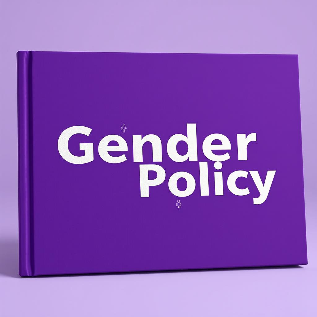 A mock-up of a gender policy book cover featuring a deep and rich purple background