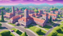 Create a 32K HD image, a YouTube thumbnail of Tilted Towers from Fortnite in a 200mm format