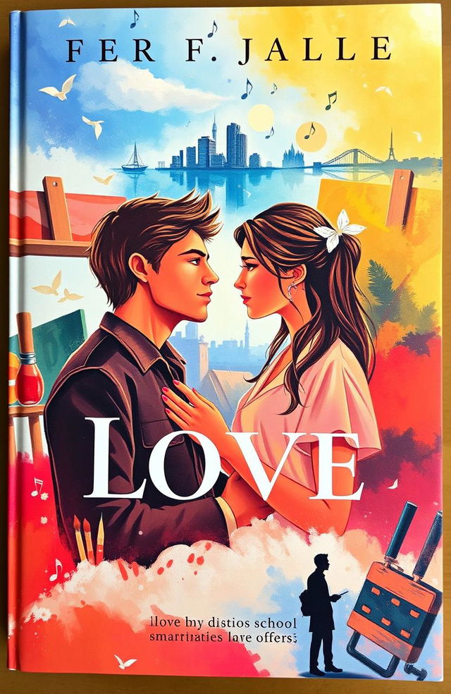 The book cover depicts a romantic and emotional scene representing love between a painter and a medical student