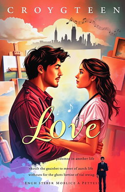 The book cover depicts a romantic and emotional scene representing love between a painter and a medical student