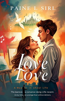 The book cover depicts a romantic and emotional scene representing love between a painter and a medical student