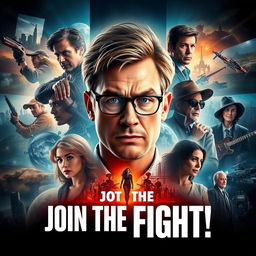 A dynamic movie poster featuring a single charismatic actor embodying 13 different characters